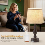 Table Lamp for Bedroom Bedside Lamps with Dual (Set of 2)