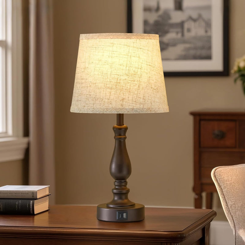 Table Lamp for Bedroom Bedside Lamps with Dual (Set of 2)