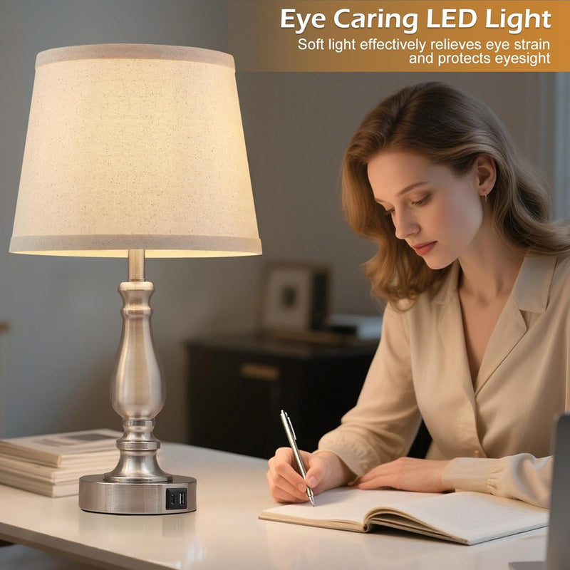 Table Lamp for Bedroom Bedside Lamps with Dual (Set of 2)