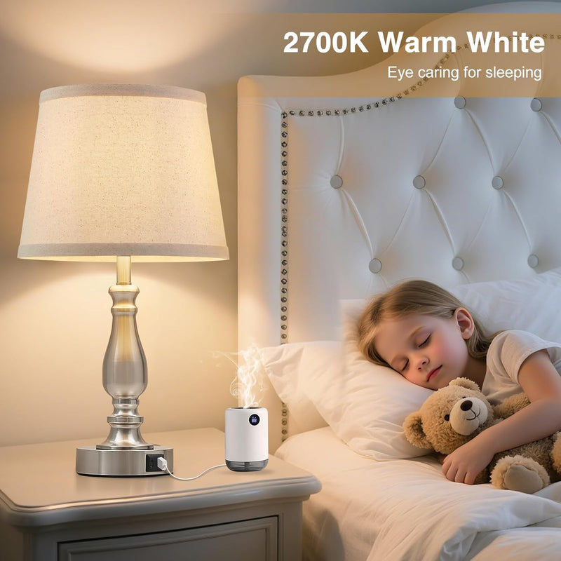 Table Lamp for Bedroom Bedside Lamps with Dual (Set of 2)