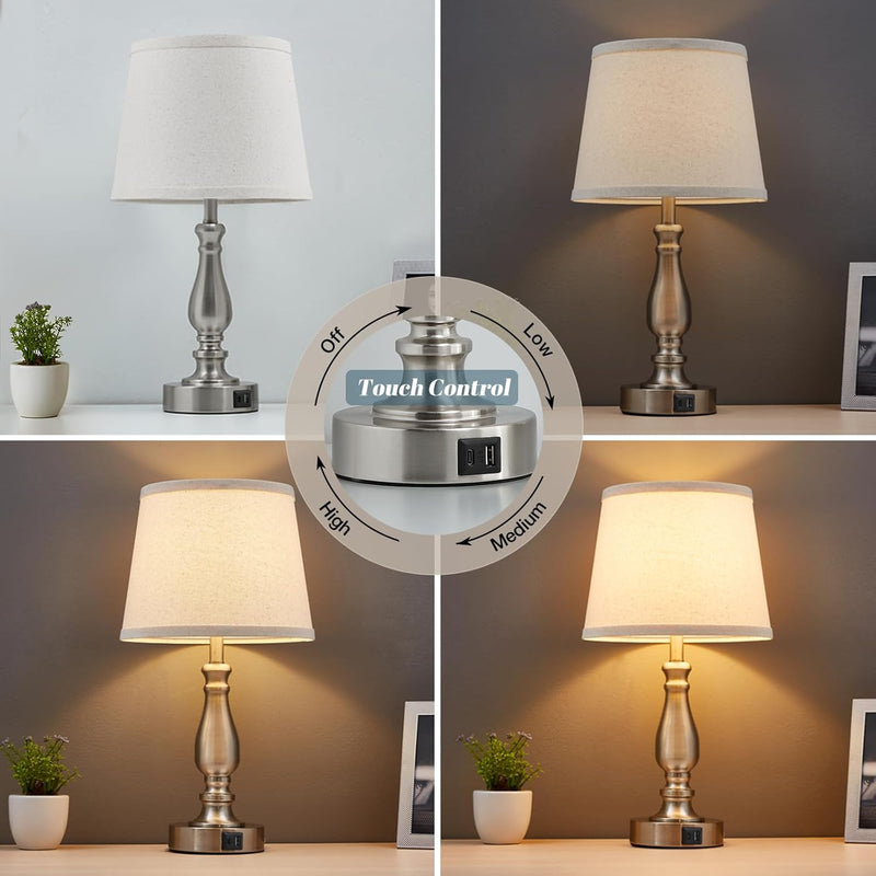 Table Lamp for Bedroom Bedside Lamps with Dual (Set of 2)