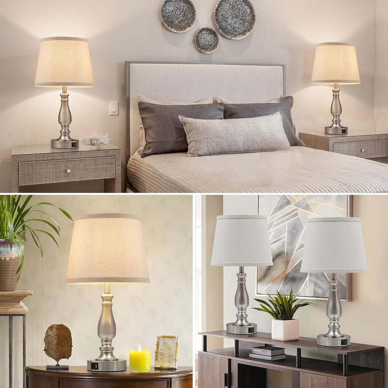 Table Lamp for Bedroom Bedside Lamps with Dual (Set of 2)