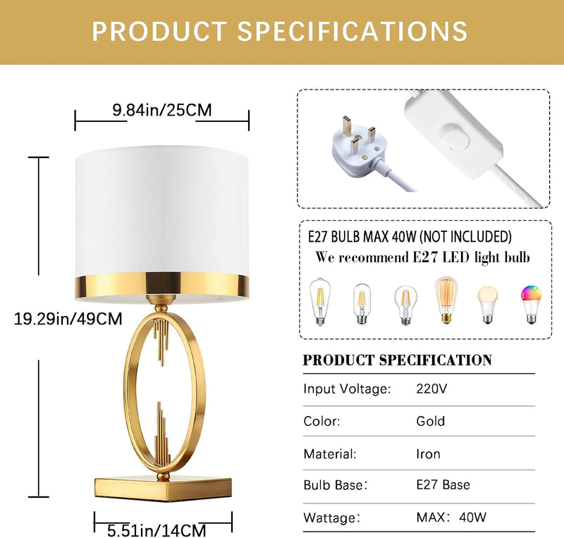 Table Lamp Modern Light Luxury E27 Nightstand Lamps