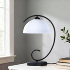 Table Lamp with Glass Shade Vintage Metal Bedside