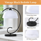 Table Lamp with Frosted Glass Shade Plug-In Metal