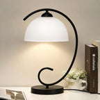 Table Lamp with Frosted Glass Shade Plug-In Metal