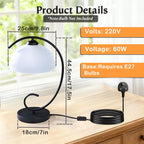 Table Lamp with Glass Shade Vintage Metal Bedside