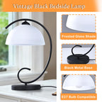 Table Lamp with Glass Shade Vintage Metal Bedside