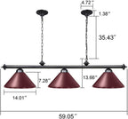 Table Lights with 3 Metal Shades for 7-9FT