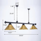 Table Lights with 3 Metal Shades for 7-9FT