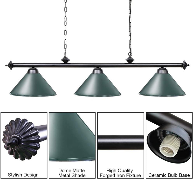 Table Lights with 3 Metal Shades for 7-9FT
