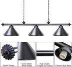 Table Lights with 3 Metal Shades for 7-9FT