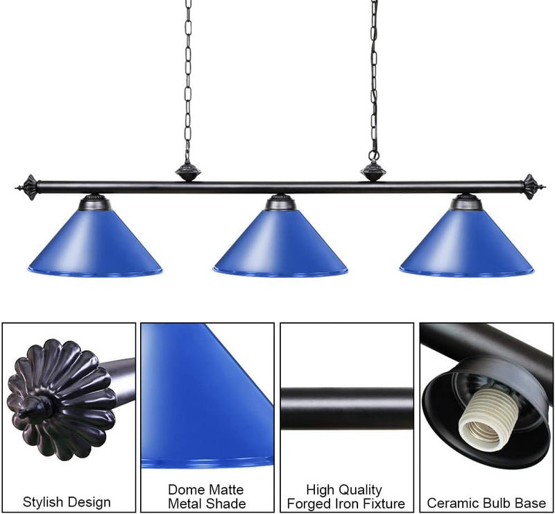 Table Lights with 3 Metal Shades for 7-9FT