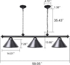 Table Lights with 3 Metal Shades for 7-9FT