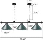 Table Lights with 3 Metal Shades for 7-9FT