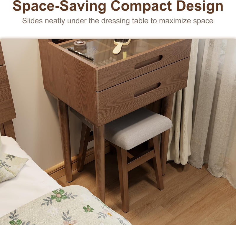 Table Stool Solid Wood Small Vanity Compact Makeup