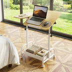 Table with Wheels Adjustable Height Mobile Desk Large