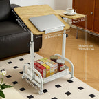 Table with Wheels Adjustable Height Mobile Desk Large