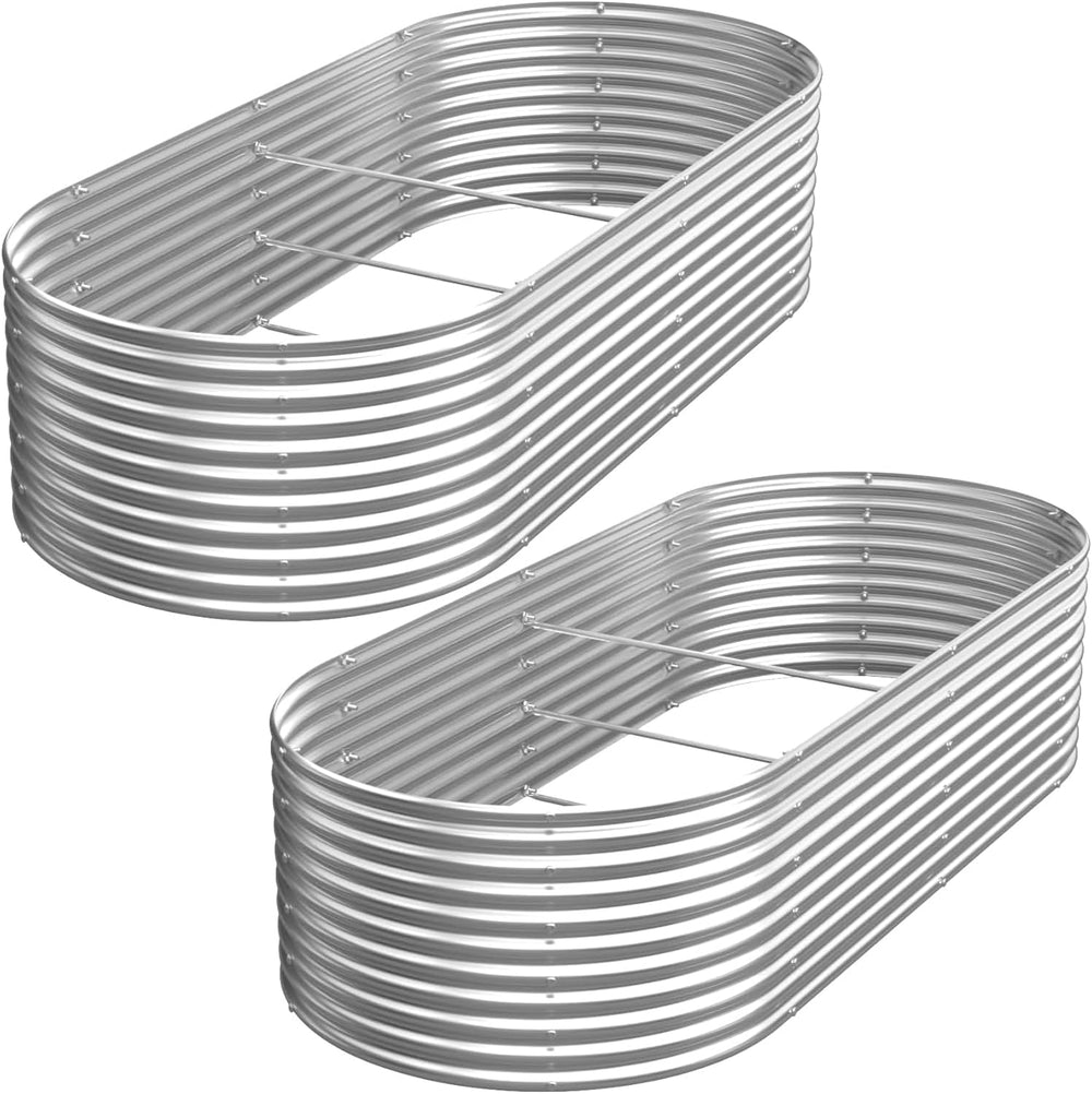 Tall 8x4FT Corrugated Galvanized Steel Raised Garden Bed (2 Pack)