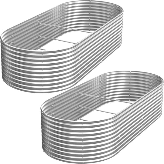 Tall 8x4FT Corrugated Galvanized Steel Raised Garden Bed (2 Pack)