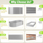 Tall 8x4FT Corrugated Galvanized Steel Raised Garden Bed (2 Pack)