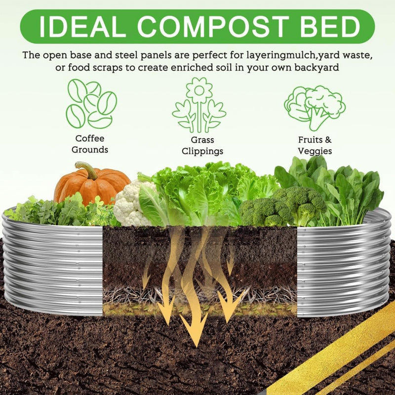 Tall 6x3FT Corrugated Galvanized Steel Raised Garden Bed (2 Pack)