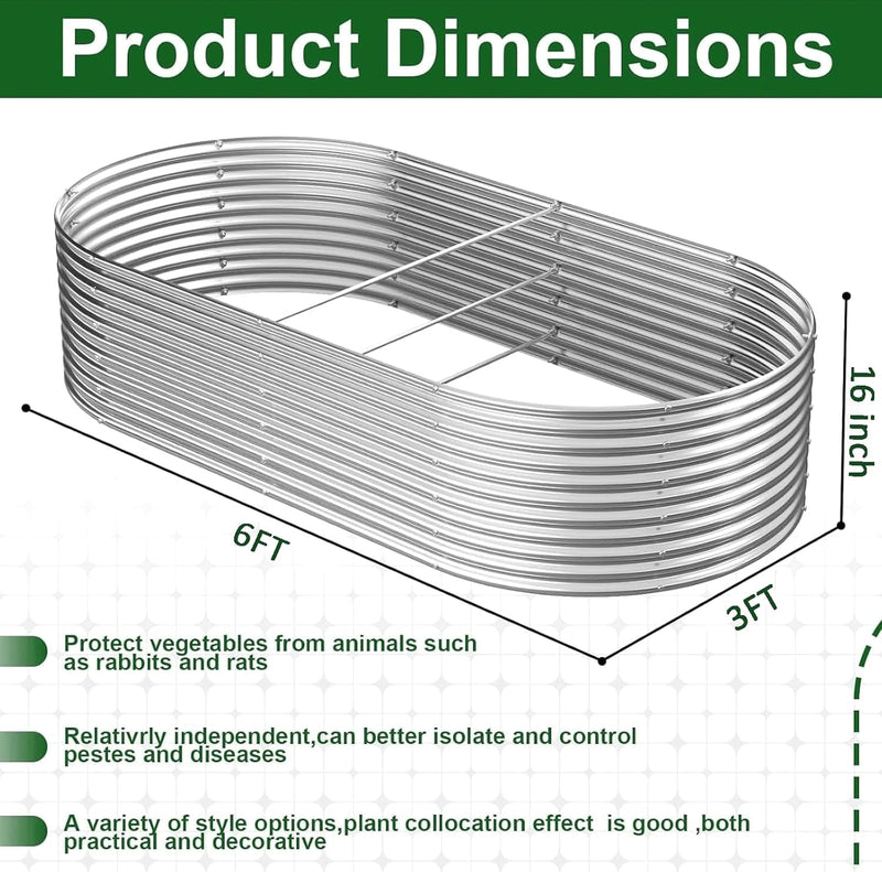 Tall 6x3FT Corrugated Galvanized Steel Raised Garden Bed (2 Pack)