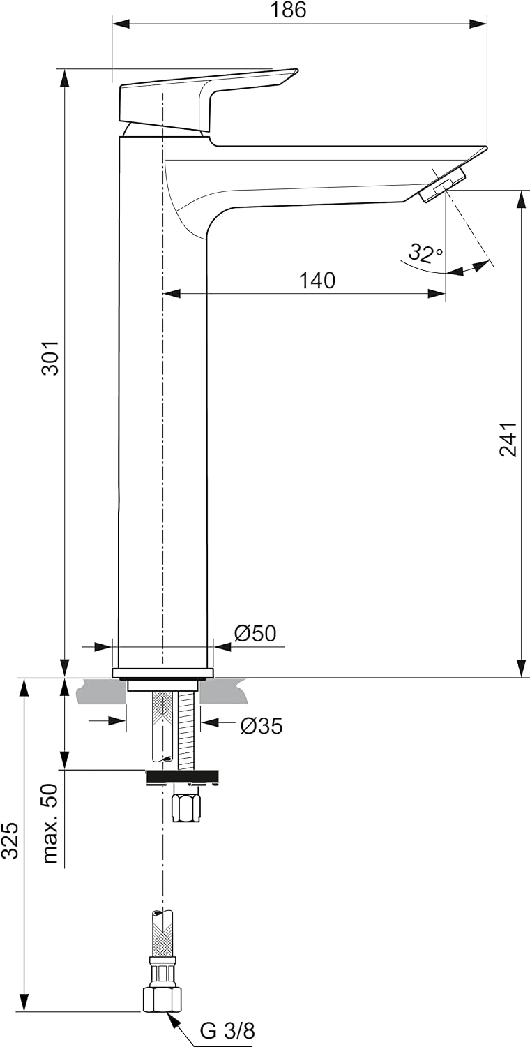 Tall Basin Mixer Without Pop Up Waste Chrome