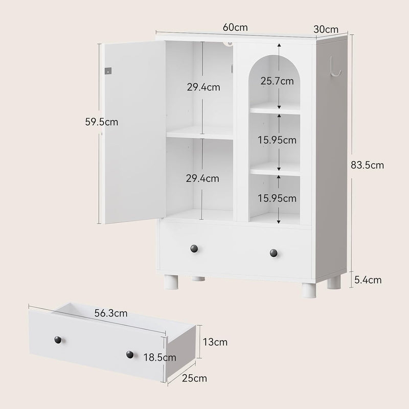 Tall Bathroom Cabinet Slim Storage Reversible Door