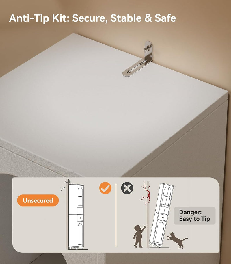 Tall Bathroom Cabinet Slim Storage Reversible Door