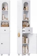 Tall Bathroom Cabinet Slim Storage Reversible Door