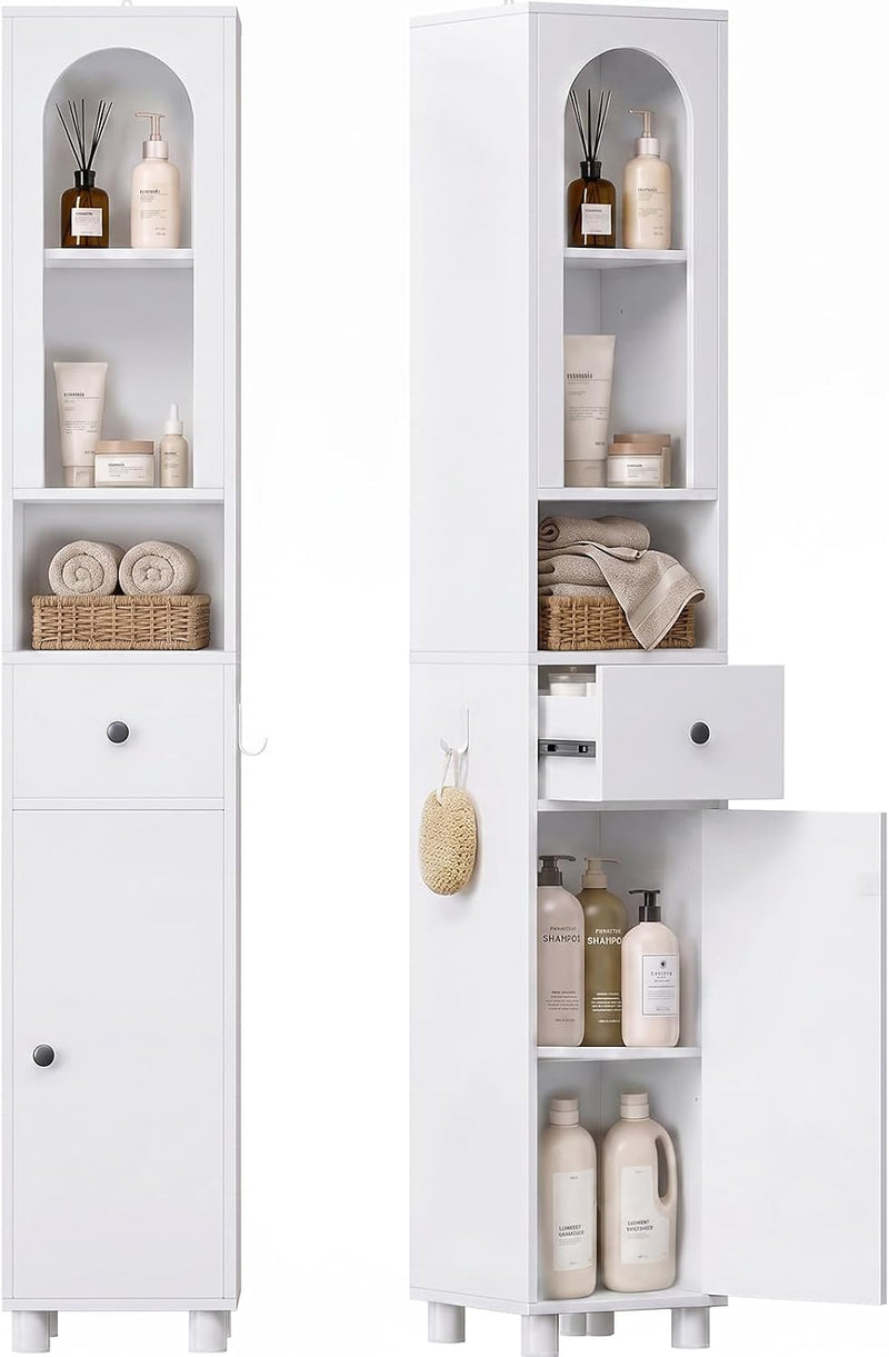 Tall Bathroom Cabinet Slim Storage Reversible Door