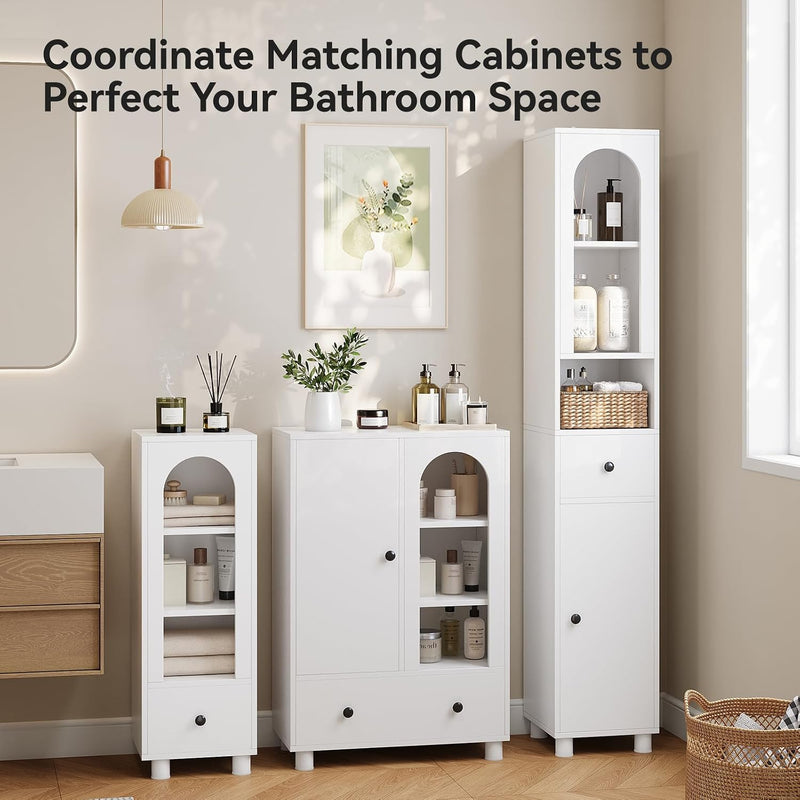 Tall Bathroom Cabinet Slim Storage Reversible Door