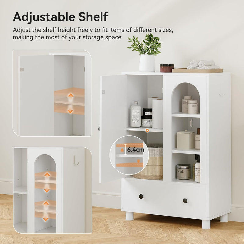 Tall Bathroom Cabinet Slim Storage Reversible Door