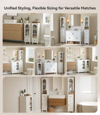 Tall Bathroom Cabinet Slim Storage Reversible Door