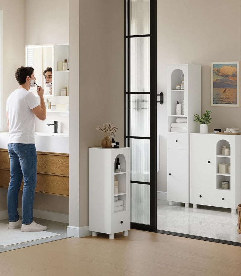 Tall Bathroom Cabinet Slim Storage Reversible Door