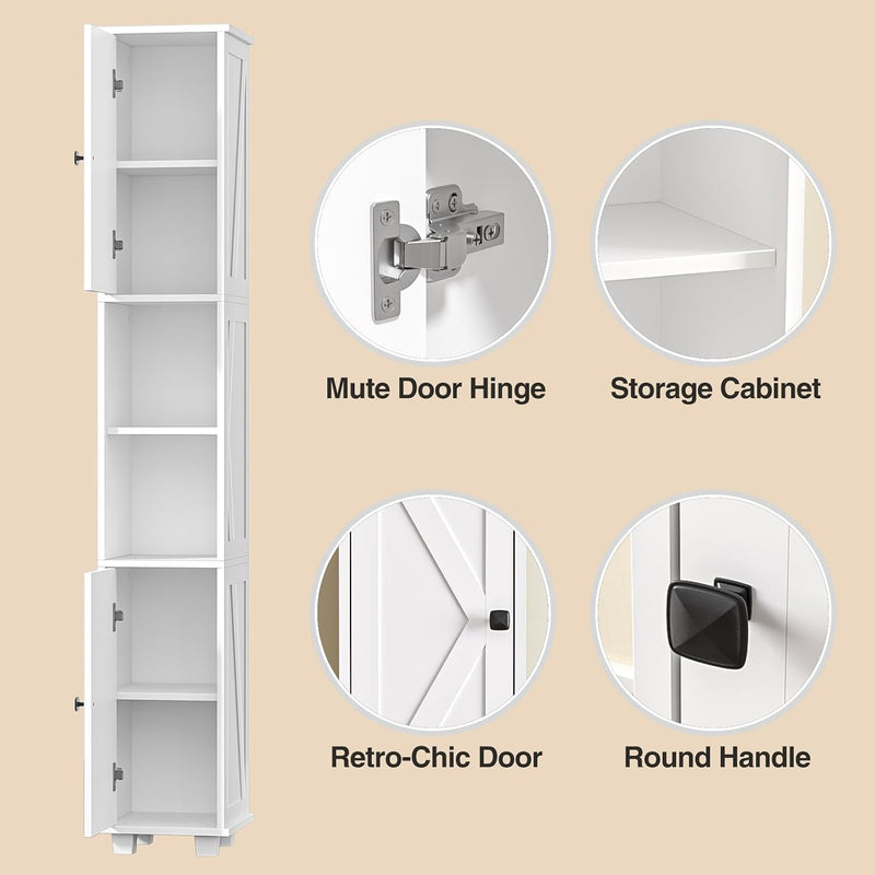 Tall Bathroom Cabinet Storage 180x30x30CM Cupboards Slim