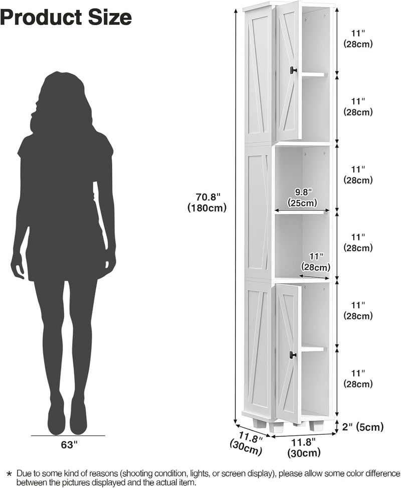 Tall Bathroom Cabinet Storage 180x30x30CM Cupboards Slim