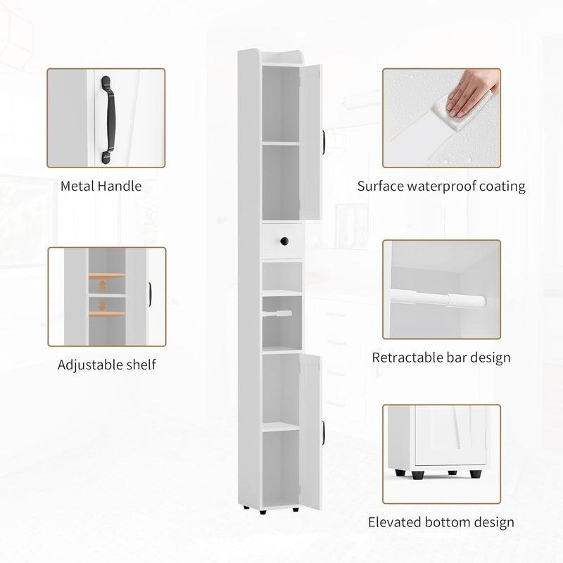 Tall Bathroom Storage Cabinet Slim Unit with Adjustable