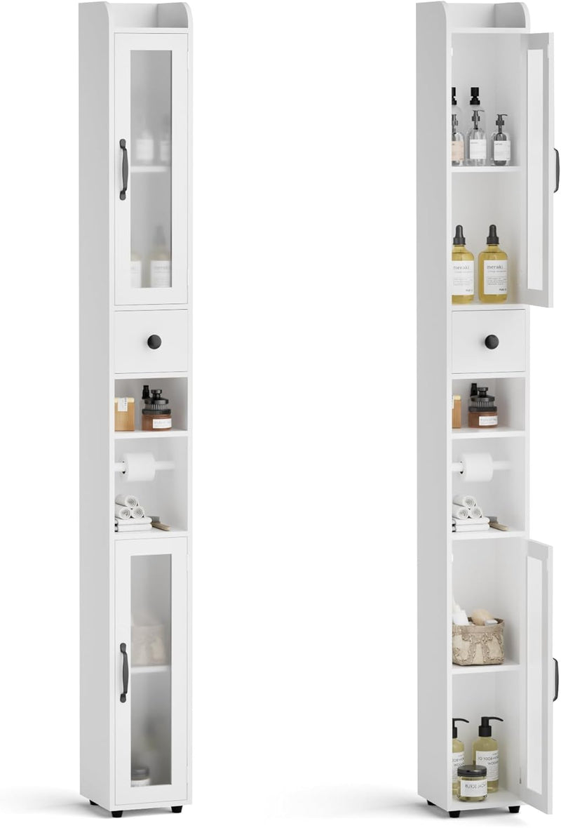 Tall Bathroom Storage Cabinet Slim Unit with Adjustable