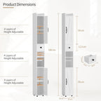 Tall Bathroom Storage Cabinet Slim Unit with Adjustable