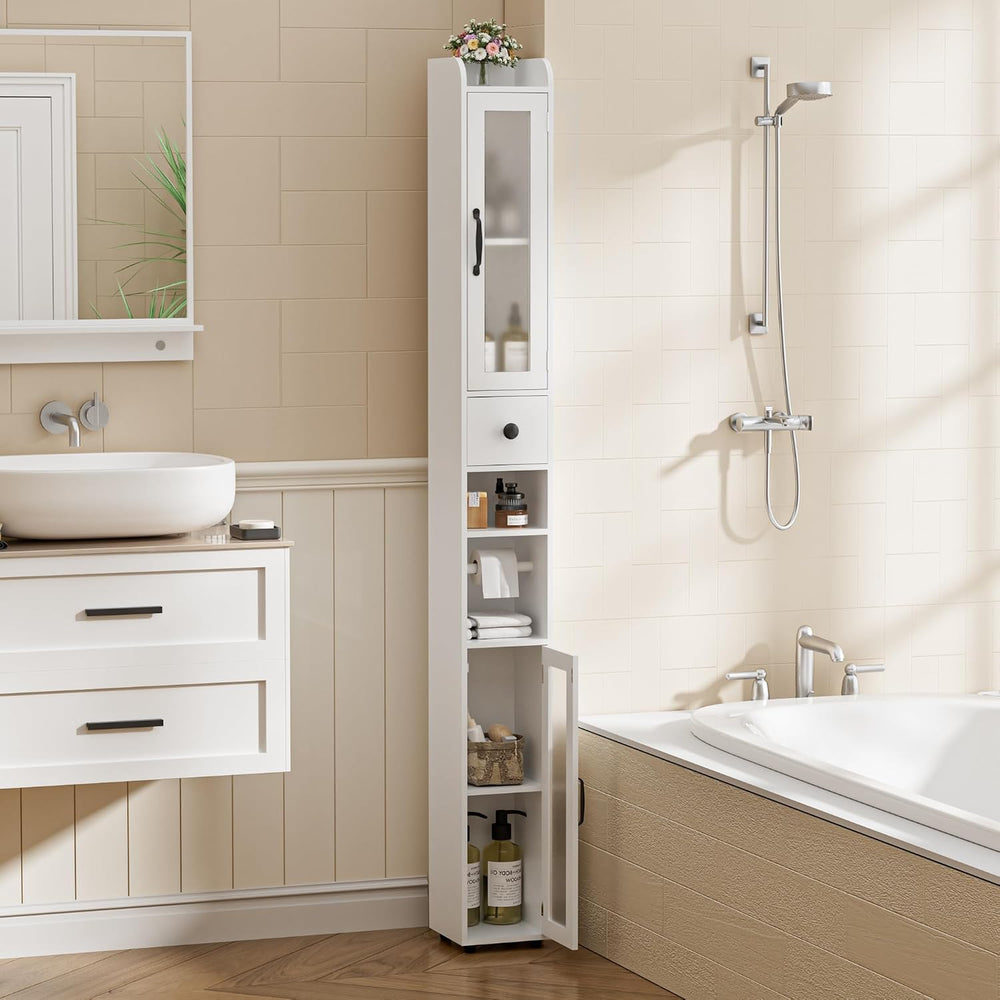 Tall Bathroom Storage Cabinet Slim Unit with Adjustable