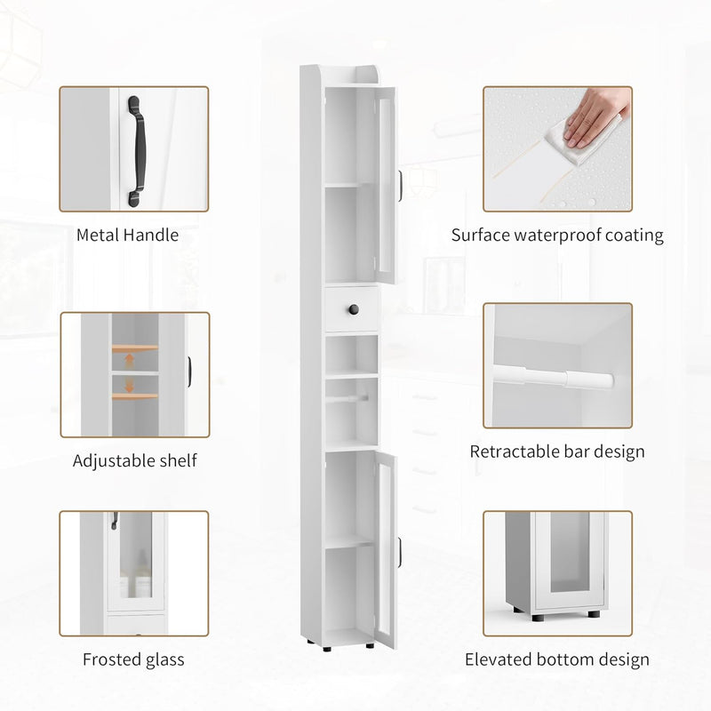 Tall Bathroom Storage Cabinet Slim Unit with Adjustable