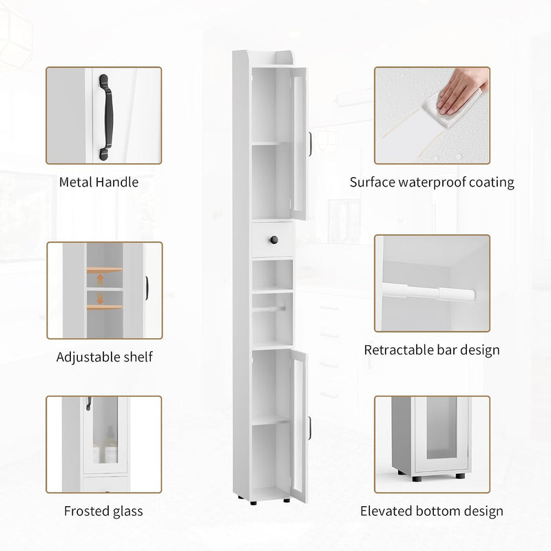 Tall Bathroom Storage Cabinet Slim Unit with Adjustable