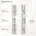 Tall Bathroom Storage Cabinet Slim Unit with Adjustable