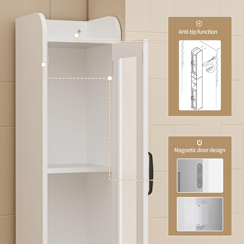 Tall Bathroom Storage Cabinet Slim Unit with Adjustable