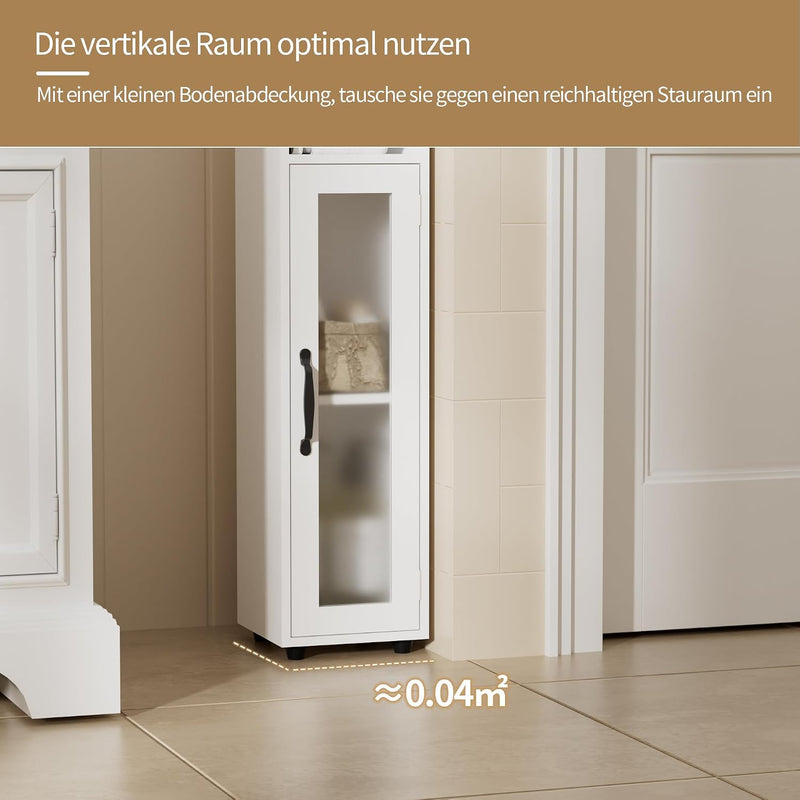 Tall Bathroom Storage Cabinet Slim Unit with Adjustable