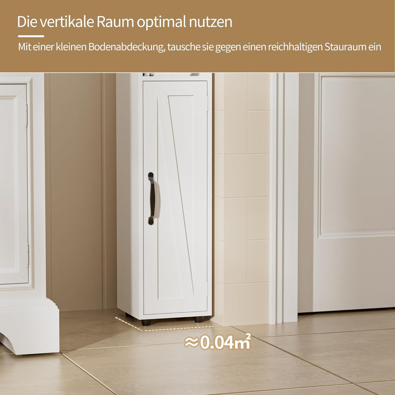 Tall Bathroom Storage Cabinet Slim Unit with Adjustable