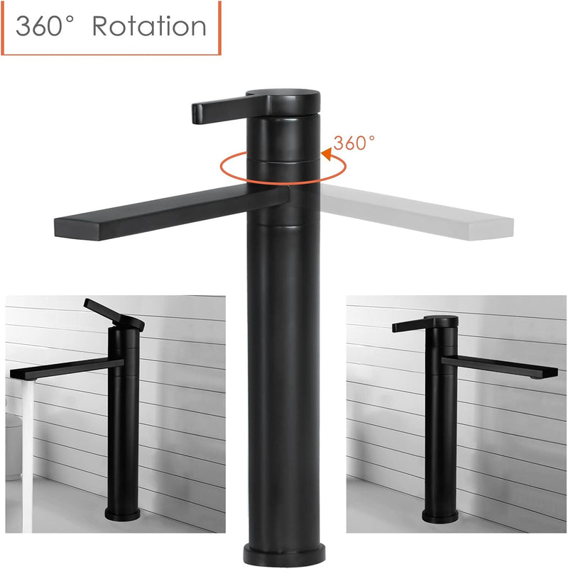 Tall Bathroom Tap 360° Swivel Spout Countertop Basin