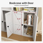 Tall Bookshelf 6 Tier Bookcase with Cabinet Doors